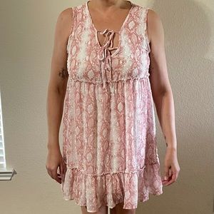 Pink reptile print babydoll dress